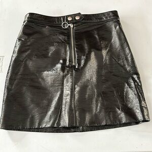 Black patent leather skirt, H&M (divided). Front 2 snap  closure with zipper.